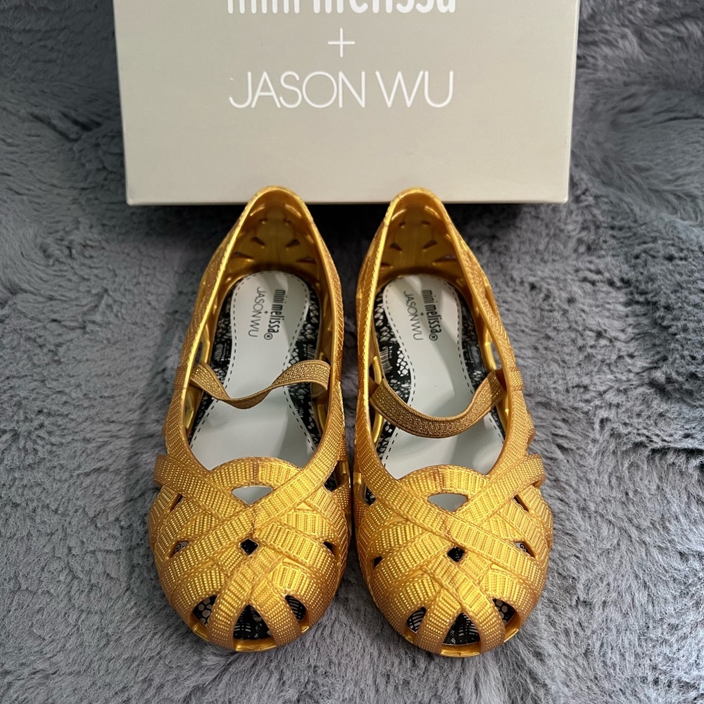 BRAND NEW Mini Melissa + Jason Wu Gold Shoes 10
